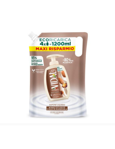 VIDAL SAPONE LIQUIDO ECORICARICA 1200 ML ALMOND & KARITE'