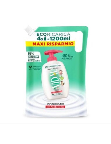 VIDAL SAPONE LIQUIDO ECORICARICA 1200 ML ANTIBATT.