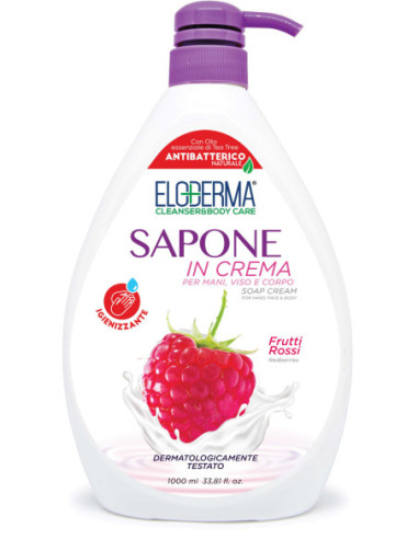 eloderma sapone in crema  con olio di tea tree antiba tterico frutti rossi 1000ml