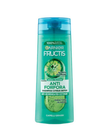 Garnier Fructis Shampoo Antiforfora Citrus Detox, ideale per capelli grassi, 250 ml