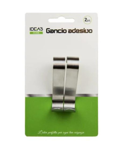 HX926252 GANCIO ADESIVO ACCIAIO 7×5.3CM 2PZ