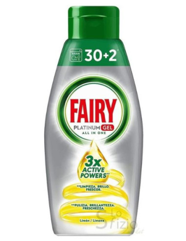 Fairy Platinum Gel Detersivo per Lavastoviglie 30+2 Lavaggi Limone