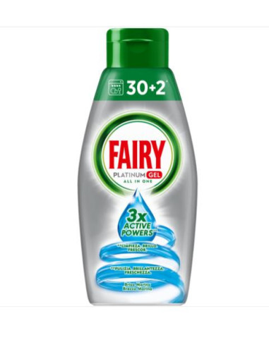 FAIRY PLATINUM GEL LAVASTOVIGLIE BREZZA MARINA 32 LAVAGGI 650 ML