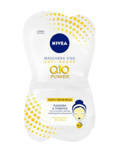 NIVEA MASCHERA Q10 POWER ANTI RUGHE RASSODA E TONIFICA PER TUTTI I TIPI DI PELLE 2X7,5 ML