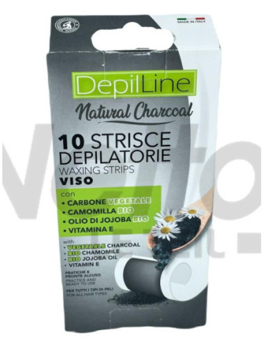 Bande dépilatoire charbon, camomille, jojoba visage x10 - DEPILINE