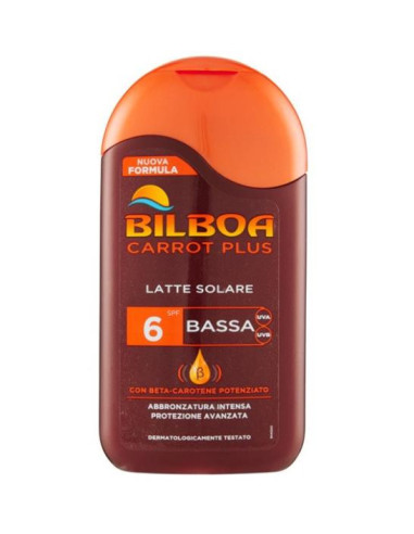 BILBOA CARROT PLUS LATTE SOLARE FP6 PROTEZIONE BASSA 200ML.CON SETA-CAROTENE POTENZIATO