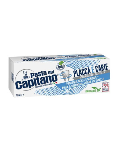 PASTA DEL CAPITANO PLACCA e CARIE CON BIO MENTA CERTIFICATA 75 ML