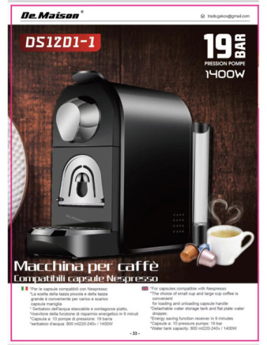 MACCHINA PER CAFFE 1400W