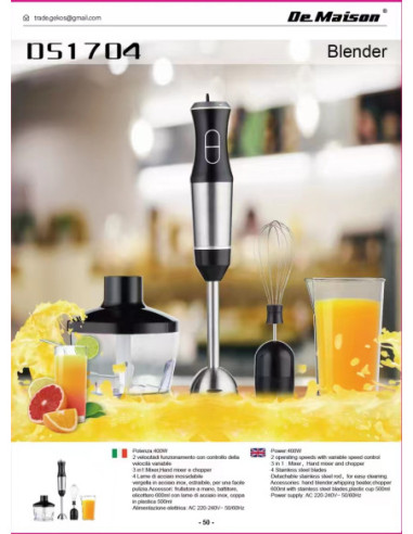 3 IN 1 HAND BLENDER SET 400W