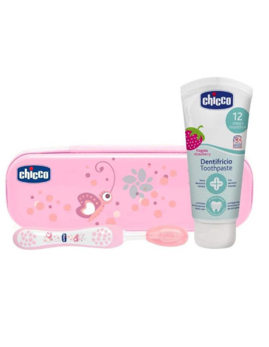 CHICCO  Set Dentale rosa Spazzolino + Dentifric