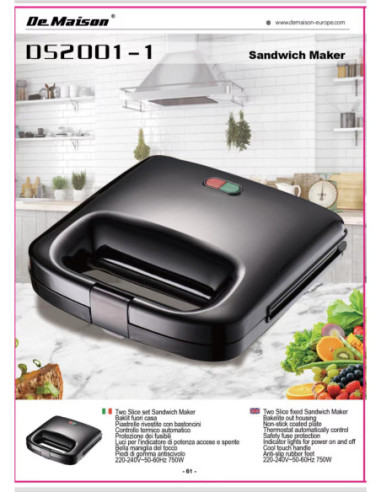 SANDWICH MAKER 750W