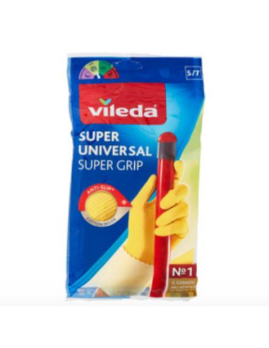 Vileda Guanti Casalinghi Super Universal In Lattice, Super Grip Antiscivolo, Taglia S