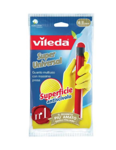 Vileda Guanti Casalinghi Super Universal In Lattice, Super Grip Antiscivolo, Taglia M