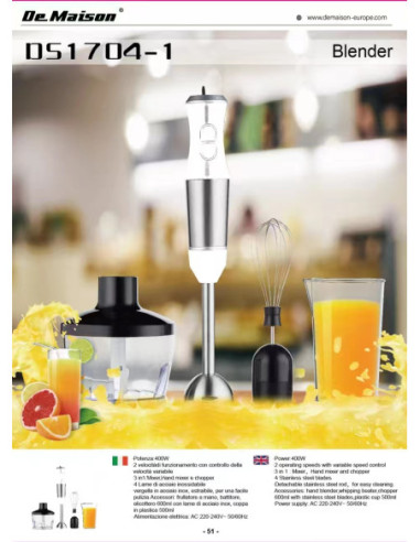 3 IN 1 HAND BLENDER SET 400W