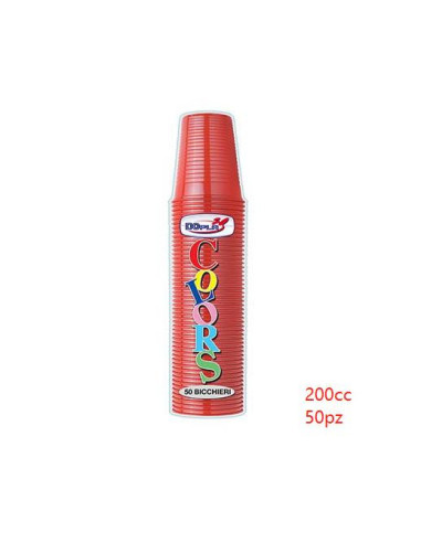 Bicchieri plastica colorata 200cc pz.50 rosso DOPLA