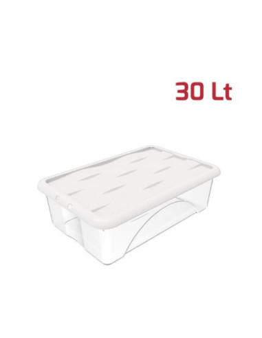 Storage Box Dune 30Lt Trasparente + Cop Bianco pan