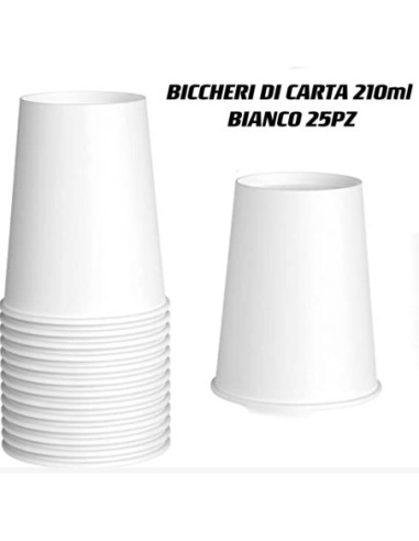 BICCHERI DI CARTA 210ml BIANCO 25PZ