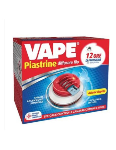 ELETTROEMANATORE PIASTRINA VAPE MAT + FILO + PIASTRINE ZANZARE 10