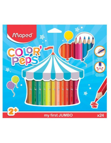 Maped Color’Peps My First Jumbo Triangular Colored Pencils, Pack of 24