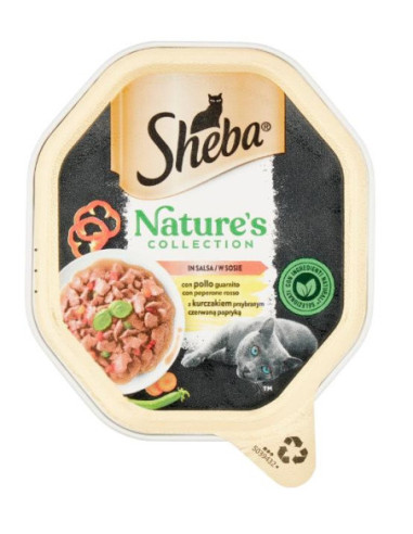 Sheba Nature's Collection in Salsa con pollo guarnito con peperone rosso 85 g