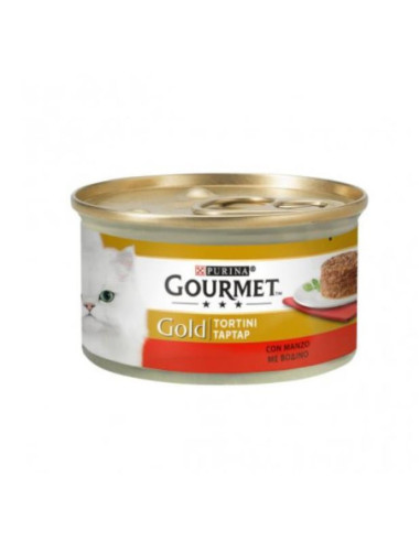 PURINA GOURMET GOLD GATTO TORTINI AL MANZO DA 85 GR IN LATTINA