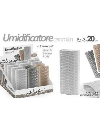 UMIDIFICATORE AMBIENTE IN CERAMICA 8.5*3*20 CM COLORI ASSORTITI