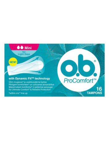 O.B. ProComfort Tampons, Mini, 16 Pieces