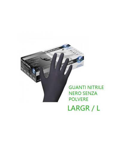 GUANTI NITRILE NERO SENZA POLVERE 100PZ TAGLIA L