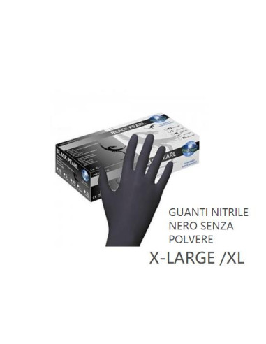 GUANTI NITRILE NERO SENZA POLVERE 100PZ XL