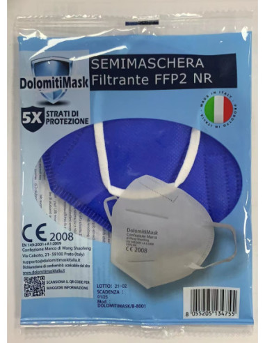 MASCHERA FILTRANTE FFP2 NR  BLU