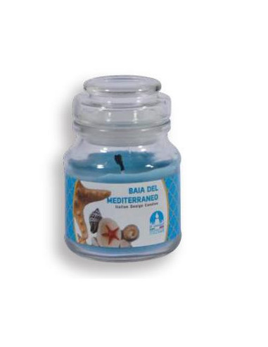 Giara di vetro con cera profumata scented candle in Jar Baia del Meditterraneo