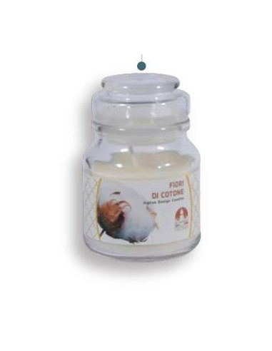 Giara di vetro con cera profumata scented candle in Jar Fiori di Cotone