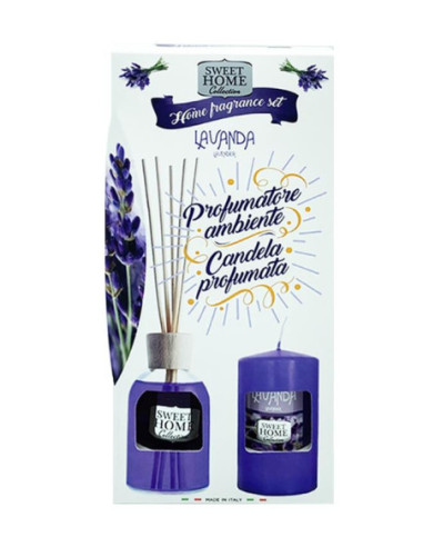 SWEET HOME PROUMATORE AMBIENTE LAVANDA CON BASTONCINI LEGNO 100ML E CANDELA 135GR